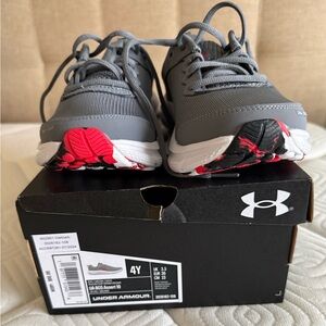 Under Armour Kids' Gray and Red Sneakers
